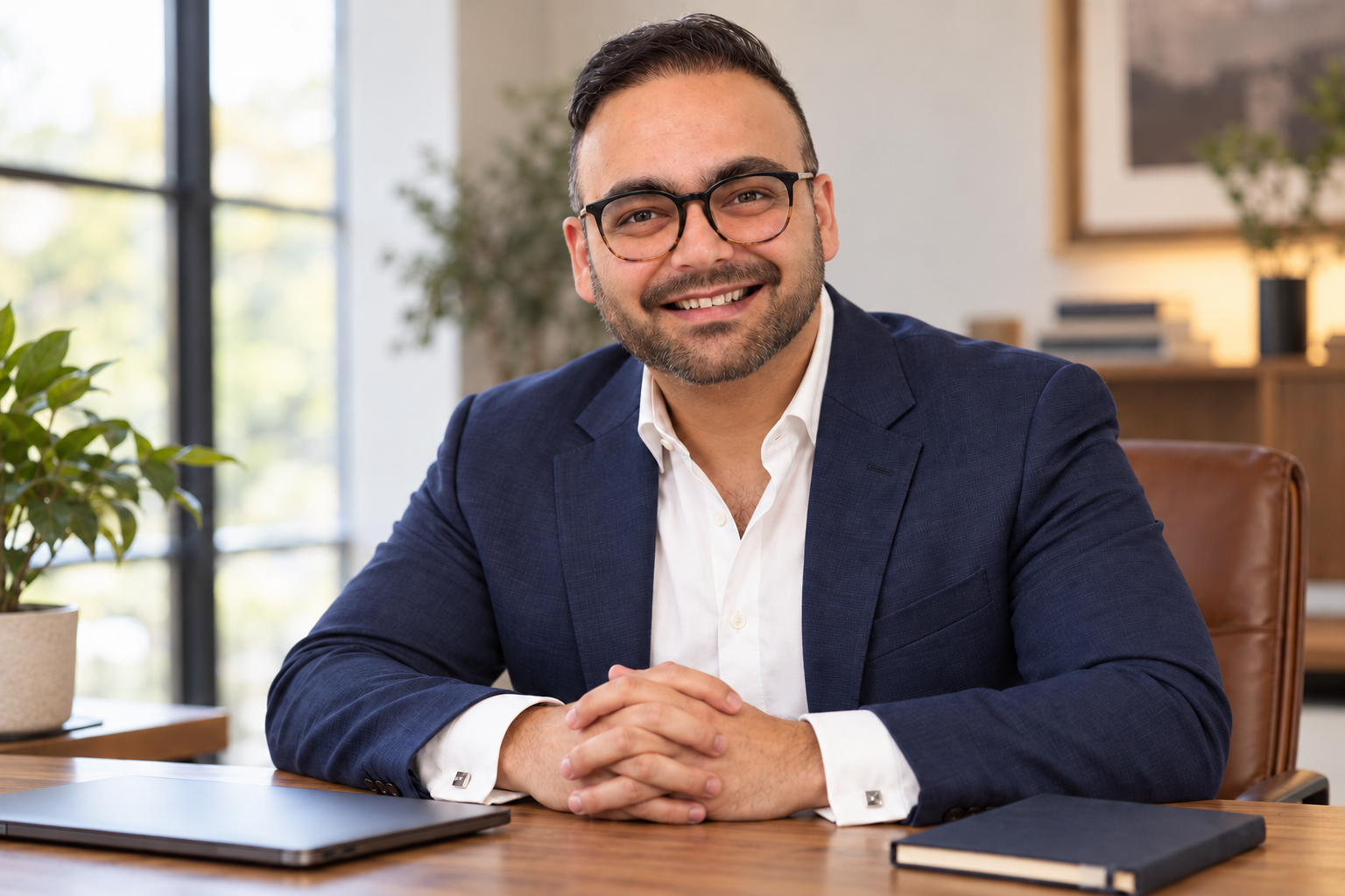 Rachit Gupta at his desk